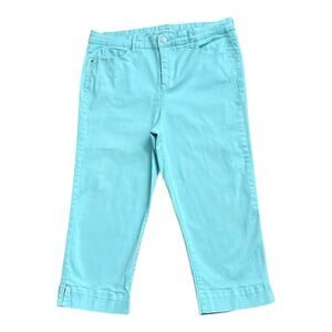 GLORIA VANDERBILT Womens 16 Baby Blue Slimming Embellished Jordyn Capri Jeans